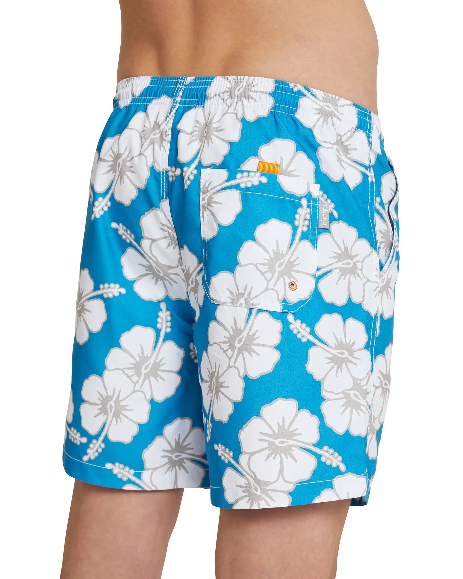 Back view of the Okanui Boys Swim Short in Storm Blue