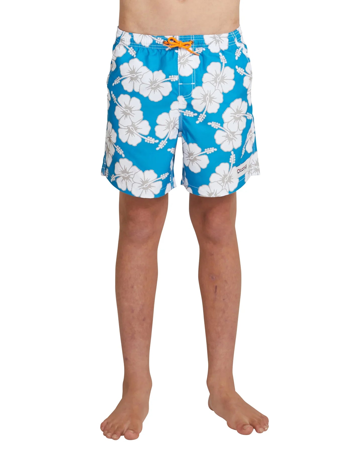 Front view of the Okanui Boys Swim Short in Storm Blue
