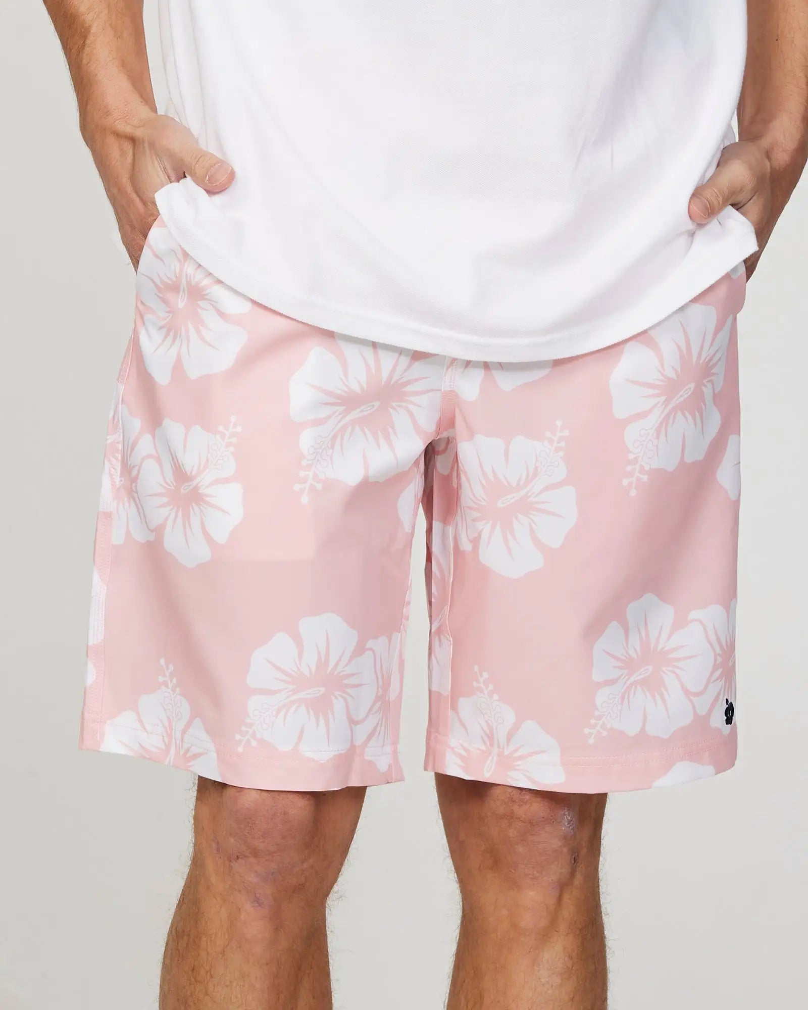 Front view of Okanui Byrd Active Walk Shorts for Men in OG Pink