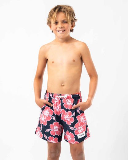 Boys Way Back When Swim Short - Navy Pink White