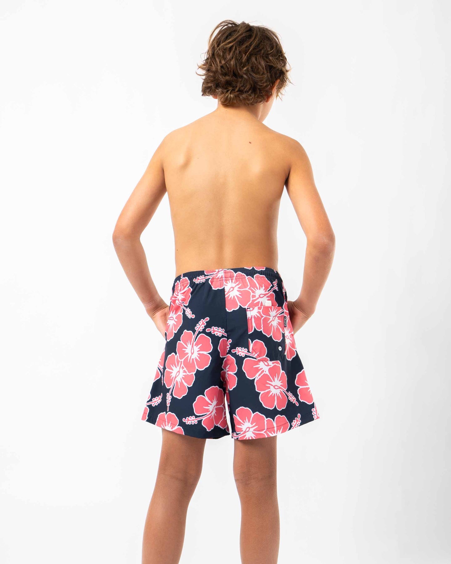 Boys Way Back When Swim Short - Navy Pink White