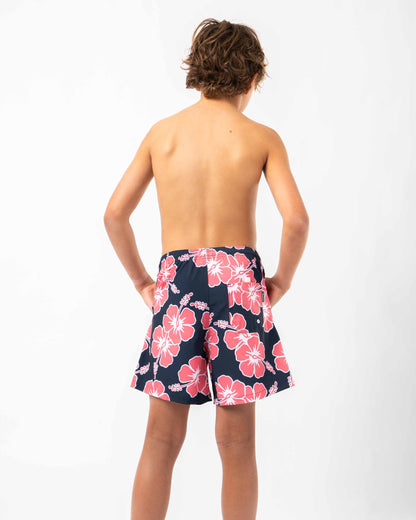 Boys Way Back When Swim Short - Navy Pink White