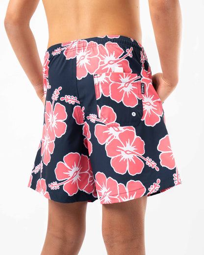 Boys Way Back When Swim Short - Navy Pink White