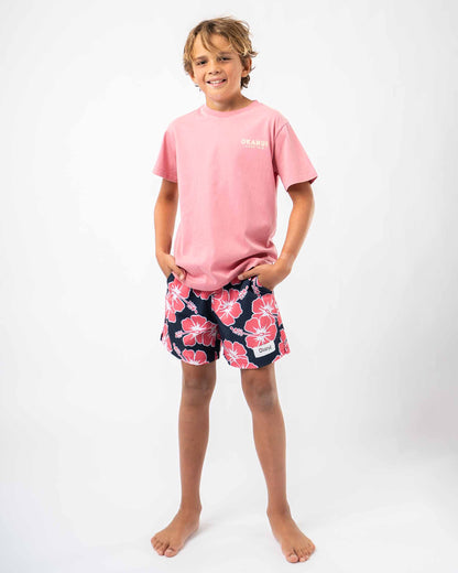 Boys Way Back When Swim Short - Navy Pink White