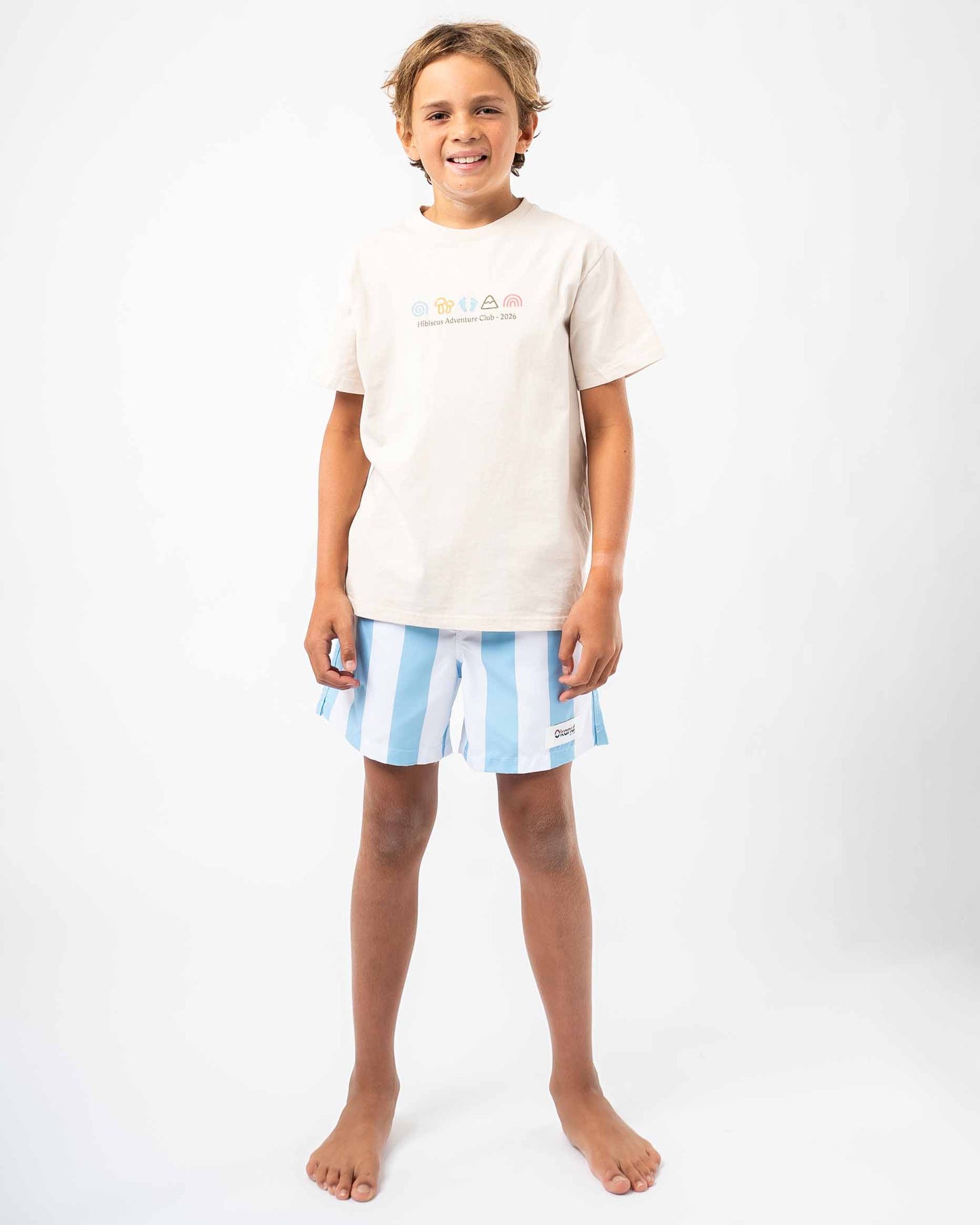 Boys Classic Stripe Swim Short - Ice White