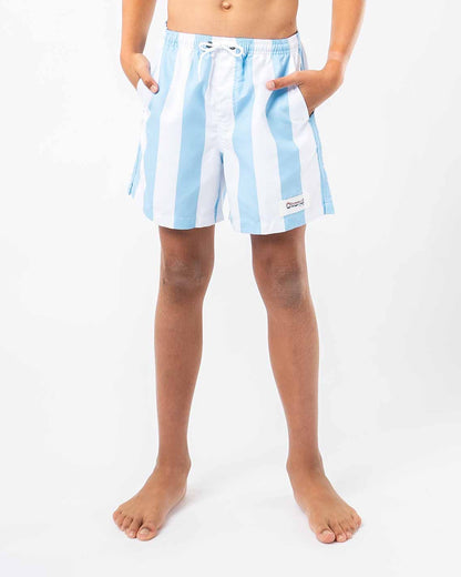 Boys Classic Stripe Swim Short - Ice White