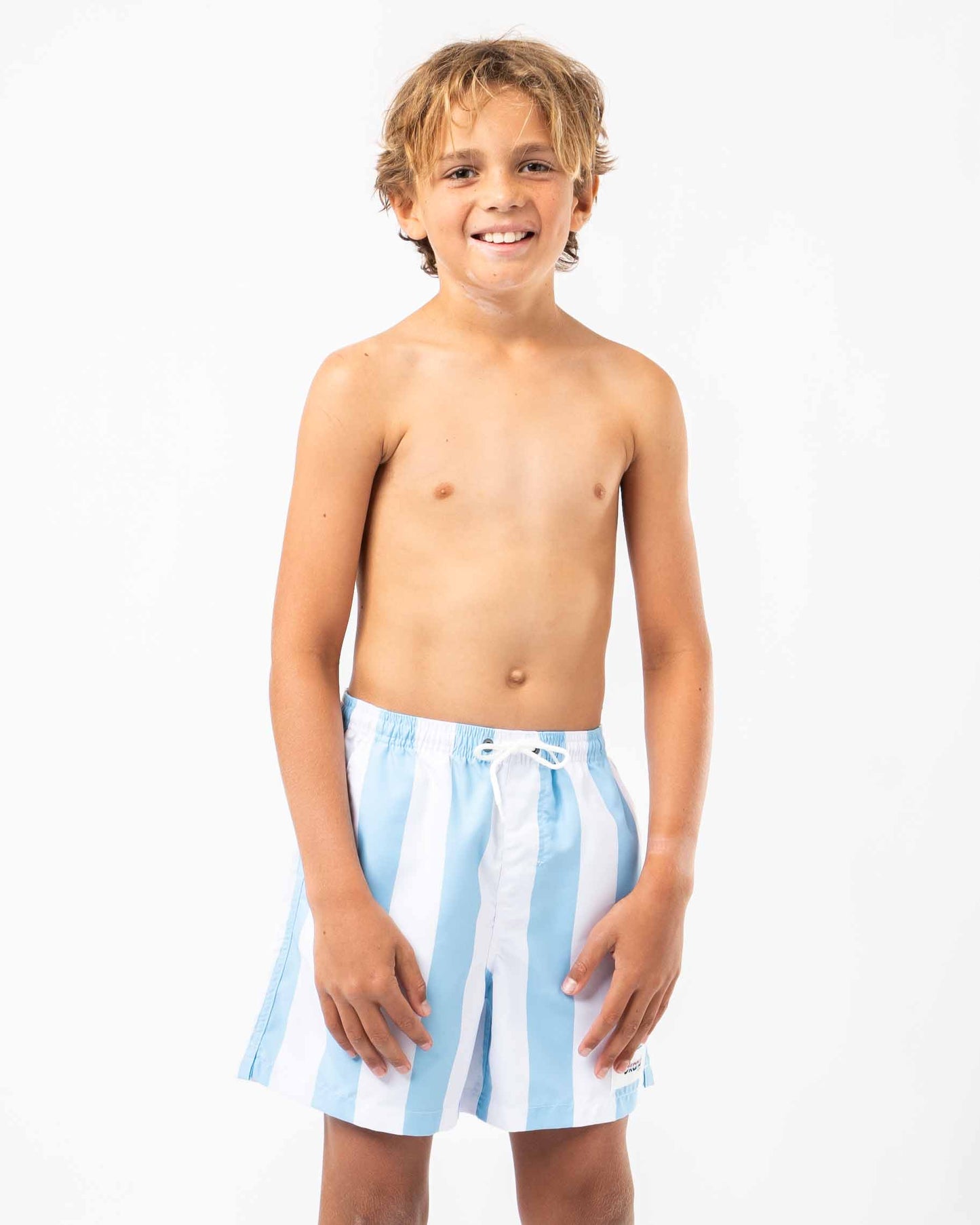 Boys Classic Stripe Swim Short - Ice White