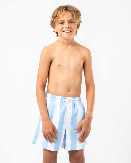 Boys Classic Stripe Swim Short - Ice White
