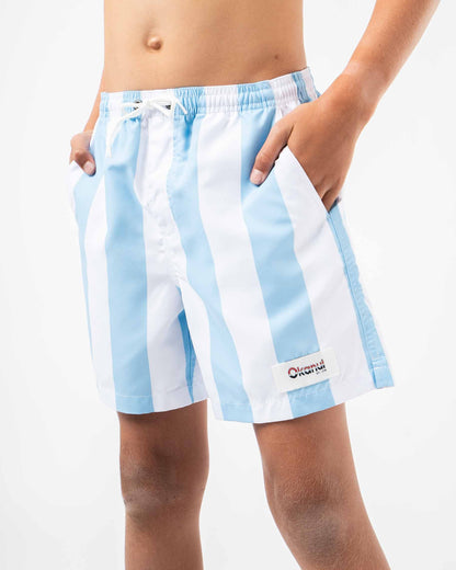 Boys Classic Stripe Swim Short - Ice White