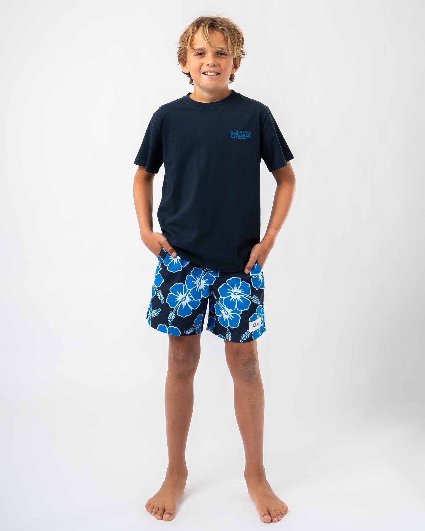 Boys Way Back When Swim Short - Navy Sea White