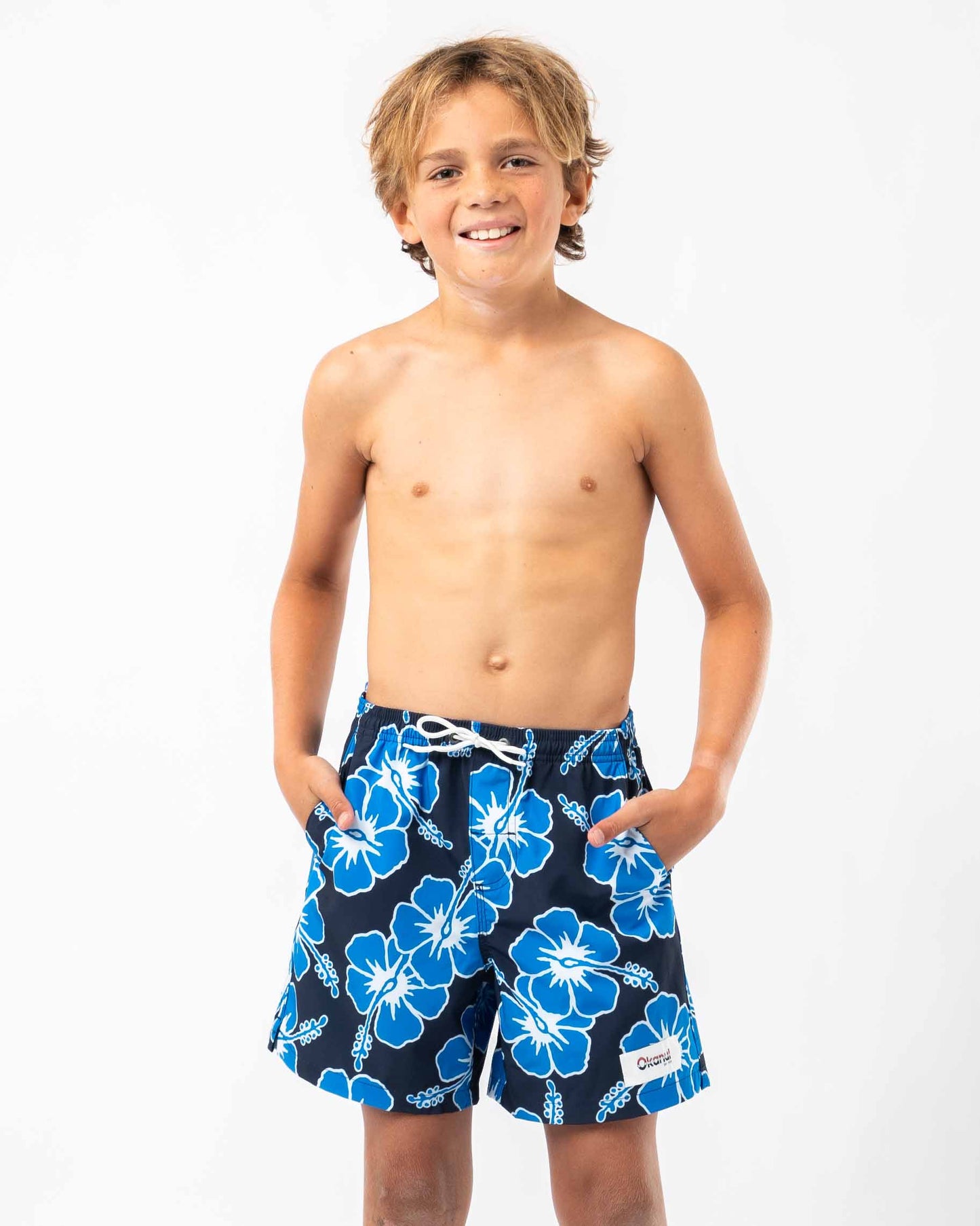Boys Way Back When Swim Short - Navy Sea White