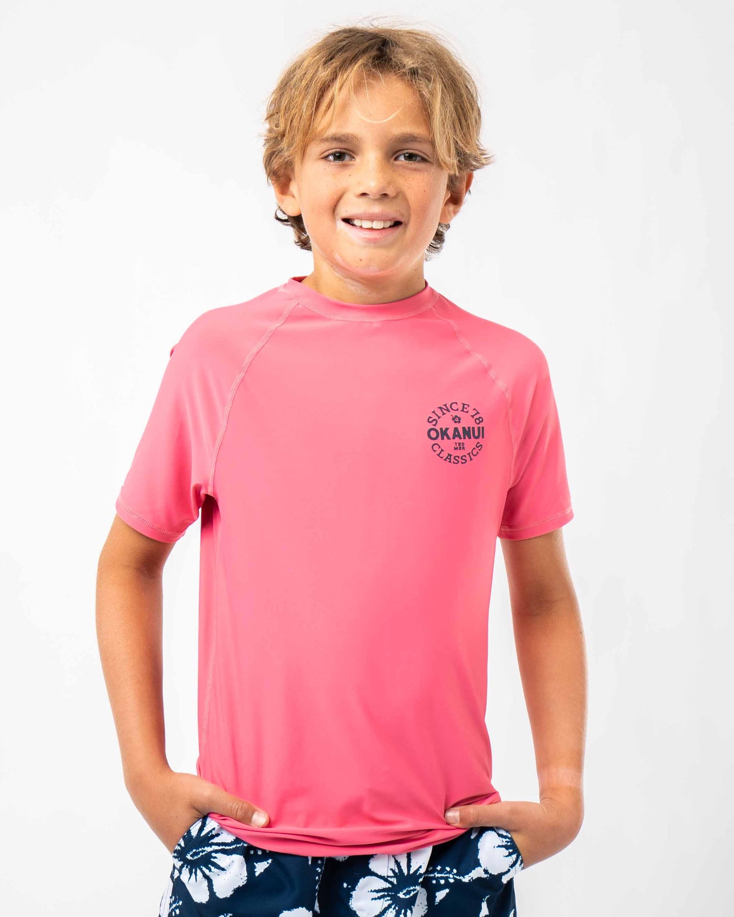 Boys Ikon Short Sleeve Rashie -Pink