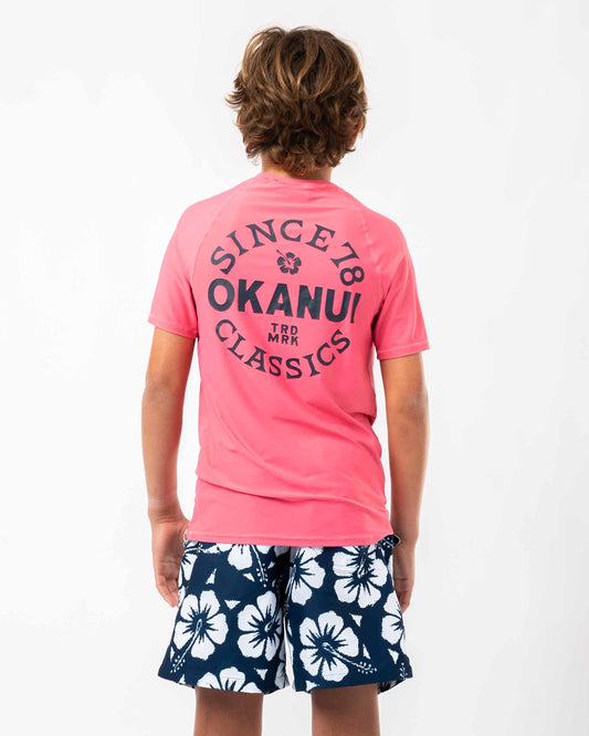 Boys Ikon Short Sleeve Rashie -Pink