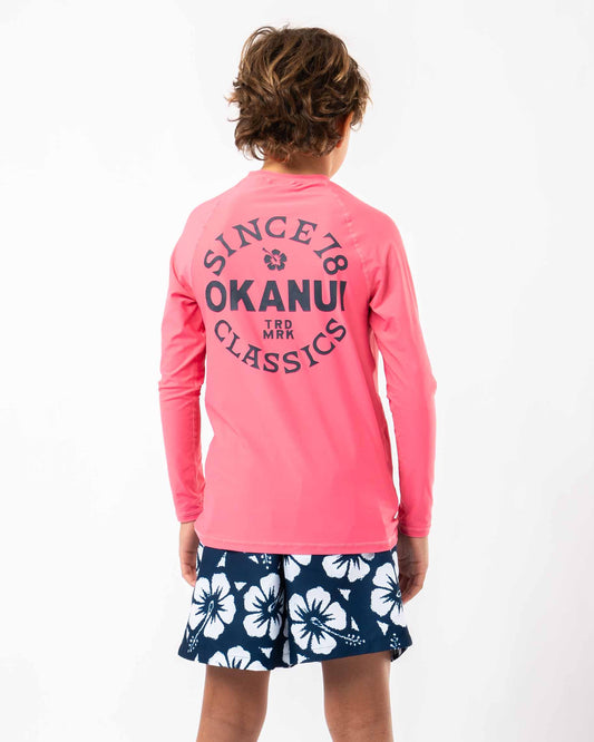 Boys Ikon Long Sleeve Rashie - Pink