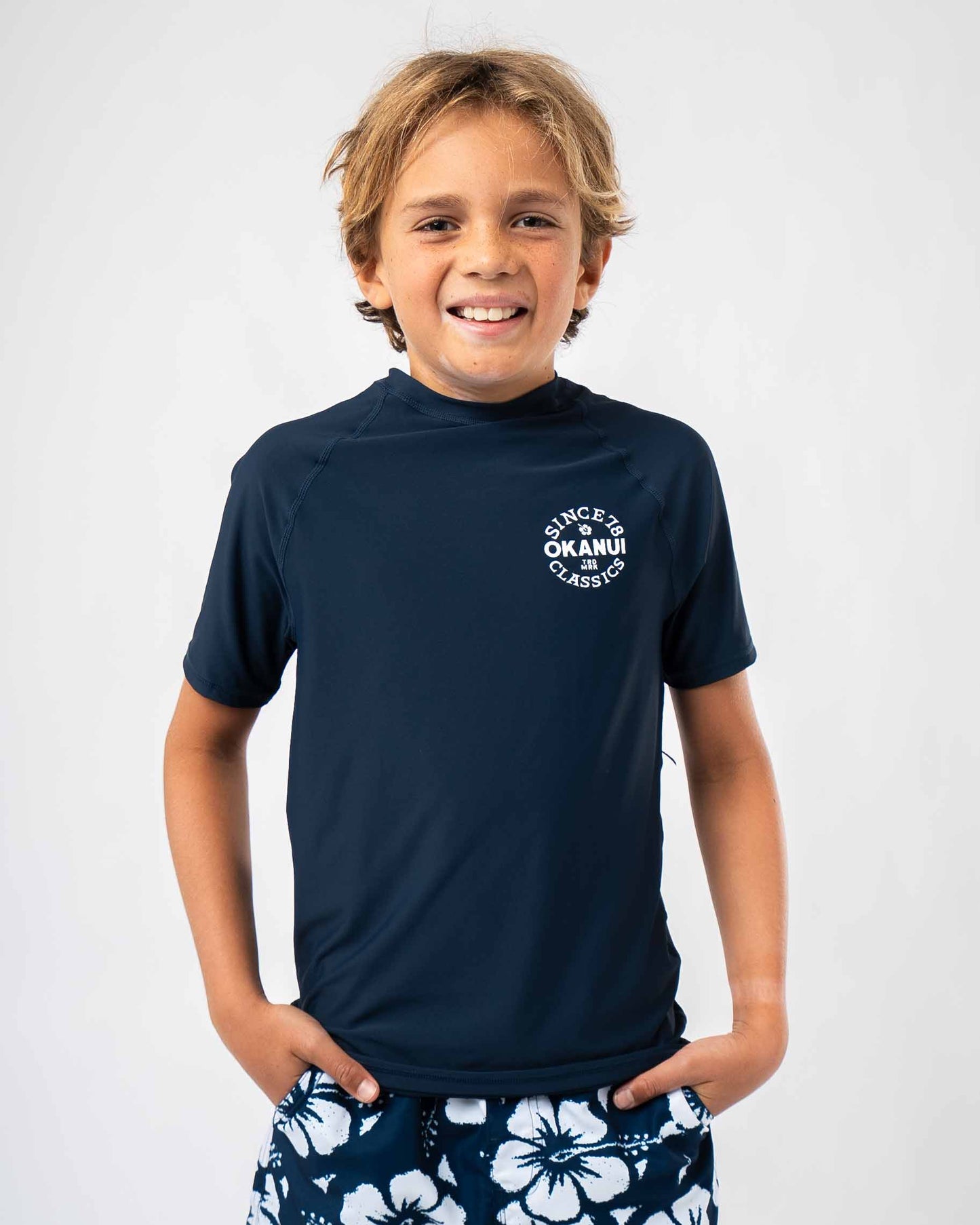 Boys Ikon Short Sleeve Rashie - Navy