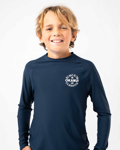 Boys Ikon Long Sleeve Rashie - Navy