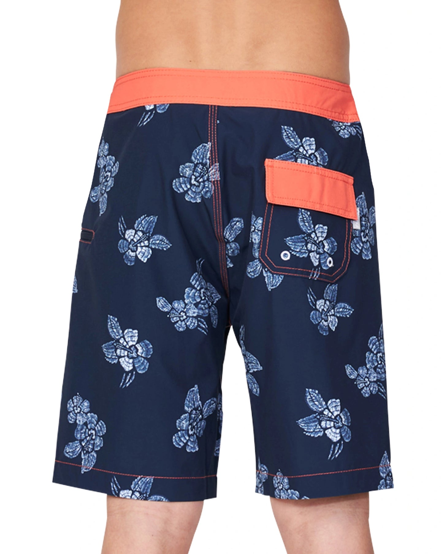 Back view of the Okanui boardrider board shorts for kids in White Navy