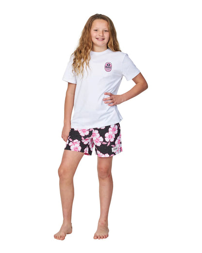 Boys - Stretch Swim Short - Way Back When - Black Pink