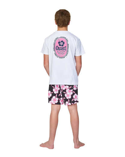 Boys - Stretch Swim Short - Way Back When - Black Pink