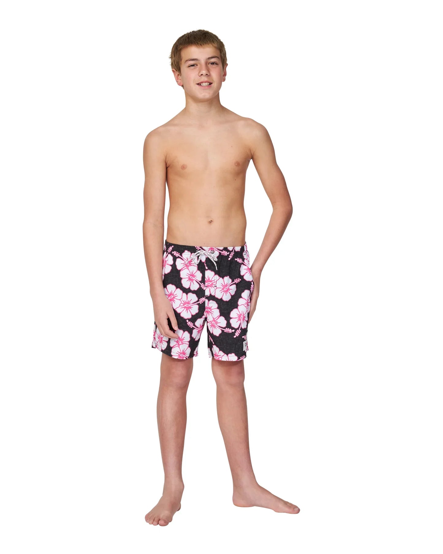 Boys - Stretch Swim Short - Way Back When - Black Pink