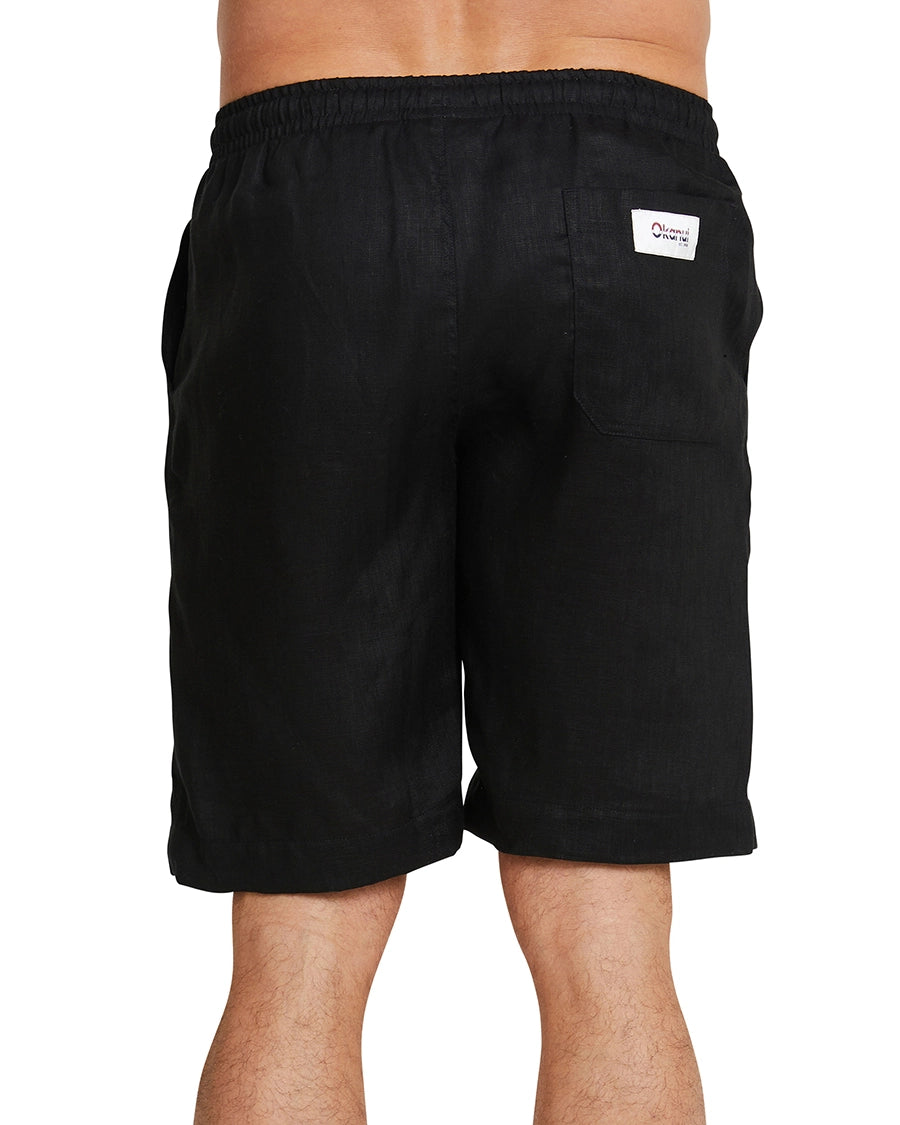 Back view of Okanui Linen walking shorts for men