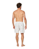 Mens classic short shorts in light color showing the back view pocket with Okanui logo in full view. 