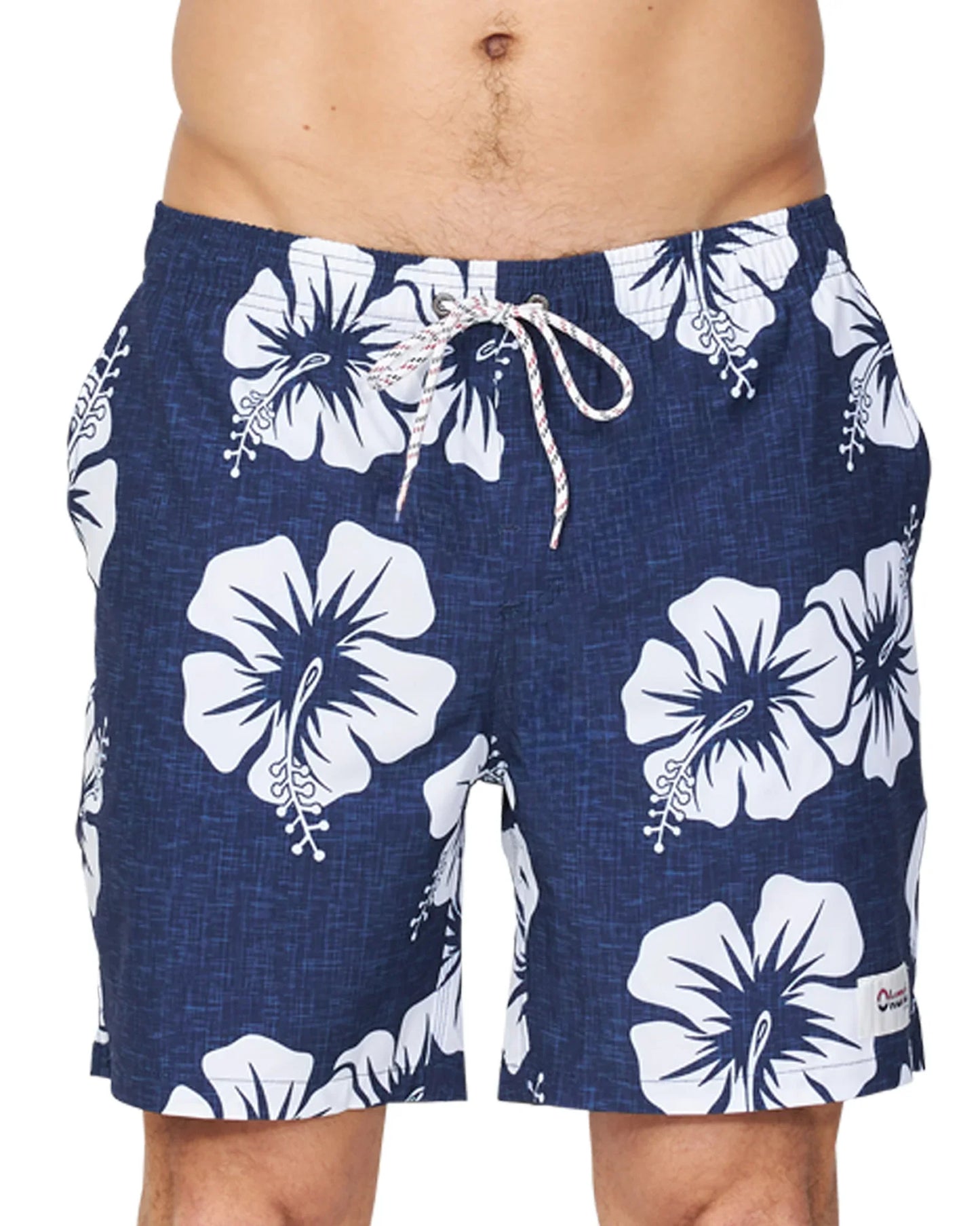 Mens - Stretch Swim Short - OG Hibiscus - Navy White