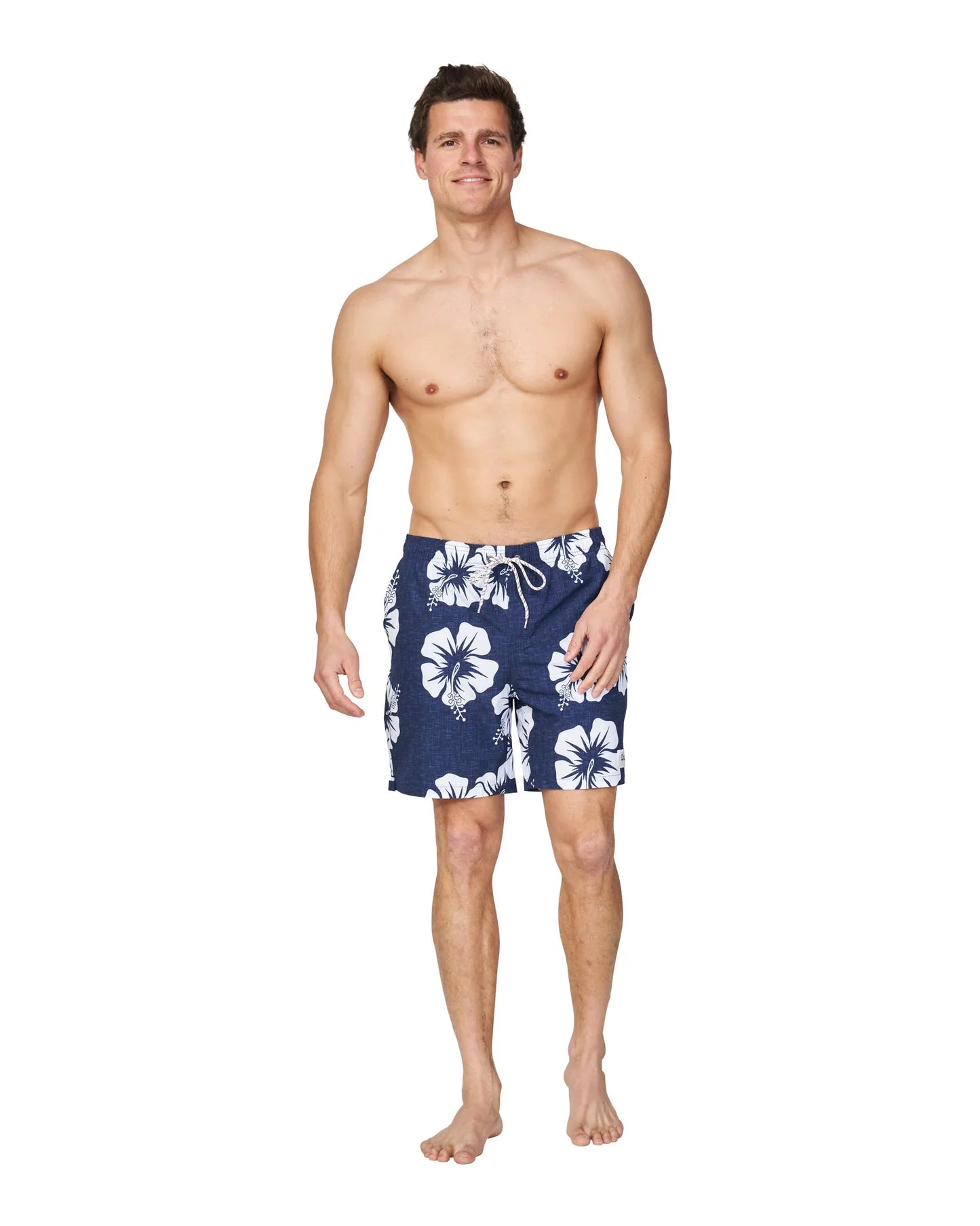 Mens - Stretch Swim Short - OG Hibiscus - Navy White