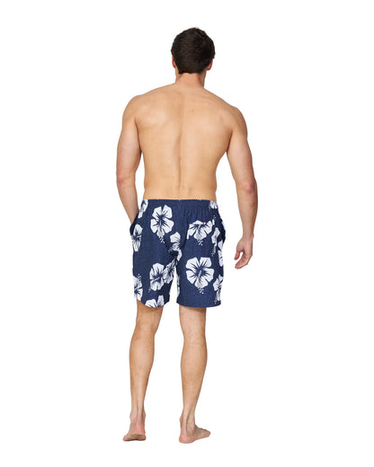 Mens - Stretch Swim Short - OG Hibiscus - Navy White