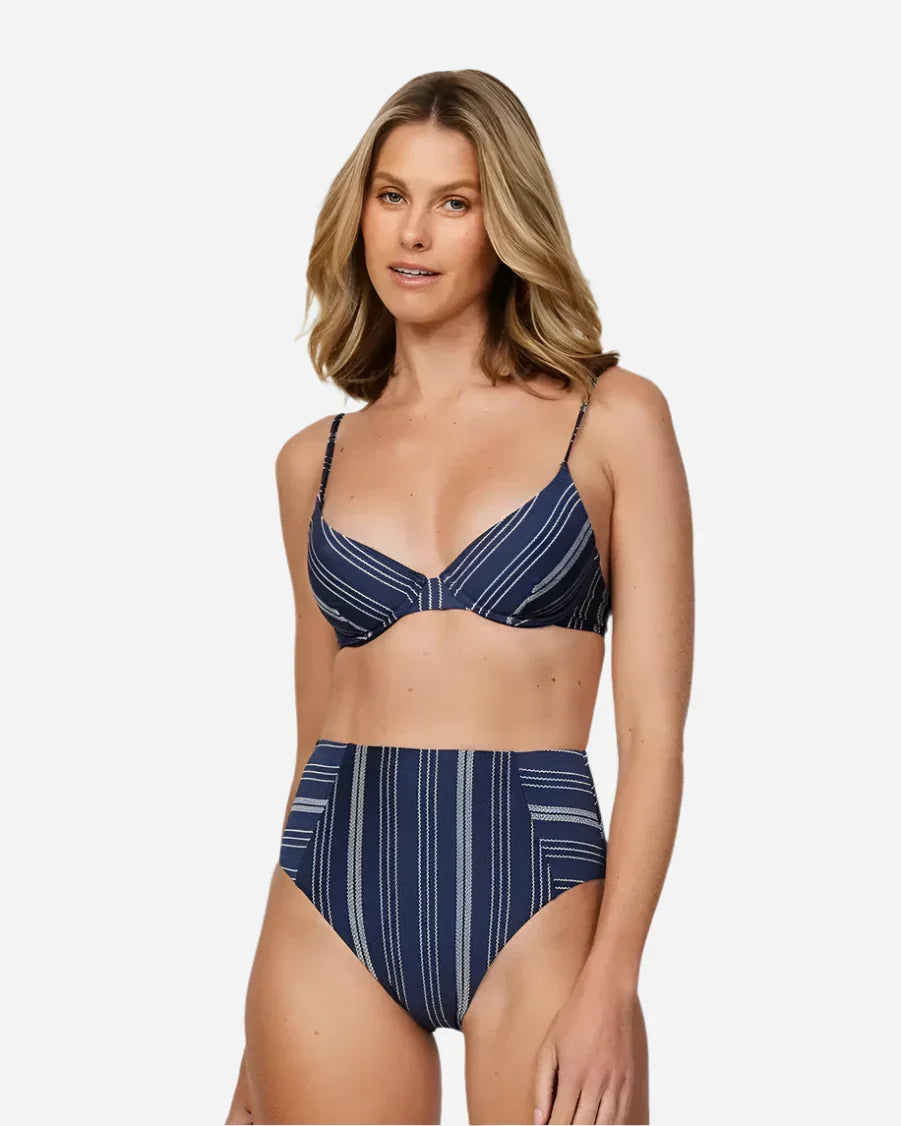 Okanui Women s Underwire Bikini Tops Soleil Navy Stripe