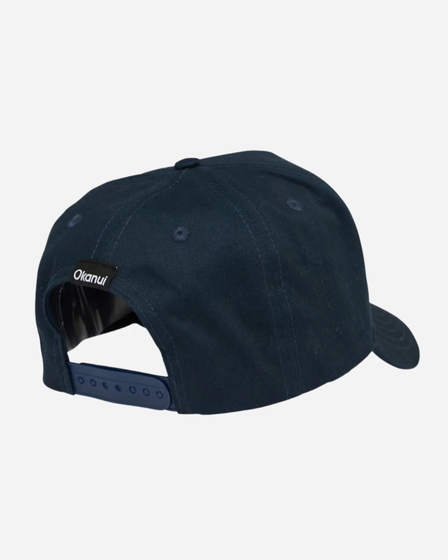 Back view of the Okanui Snapback Trucker Cap in Navy Color