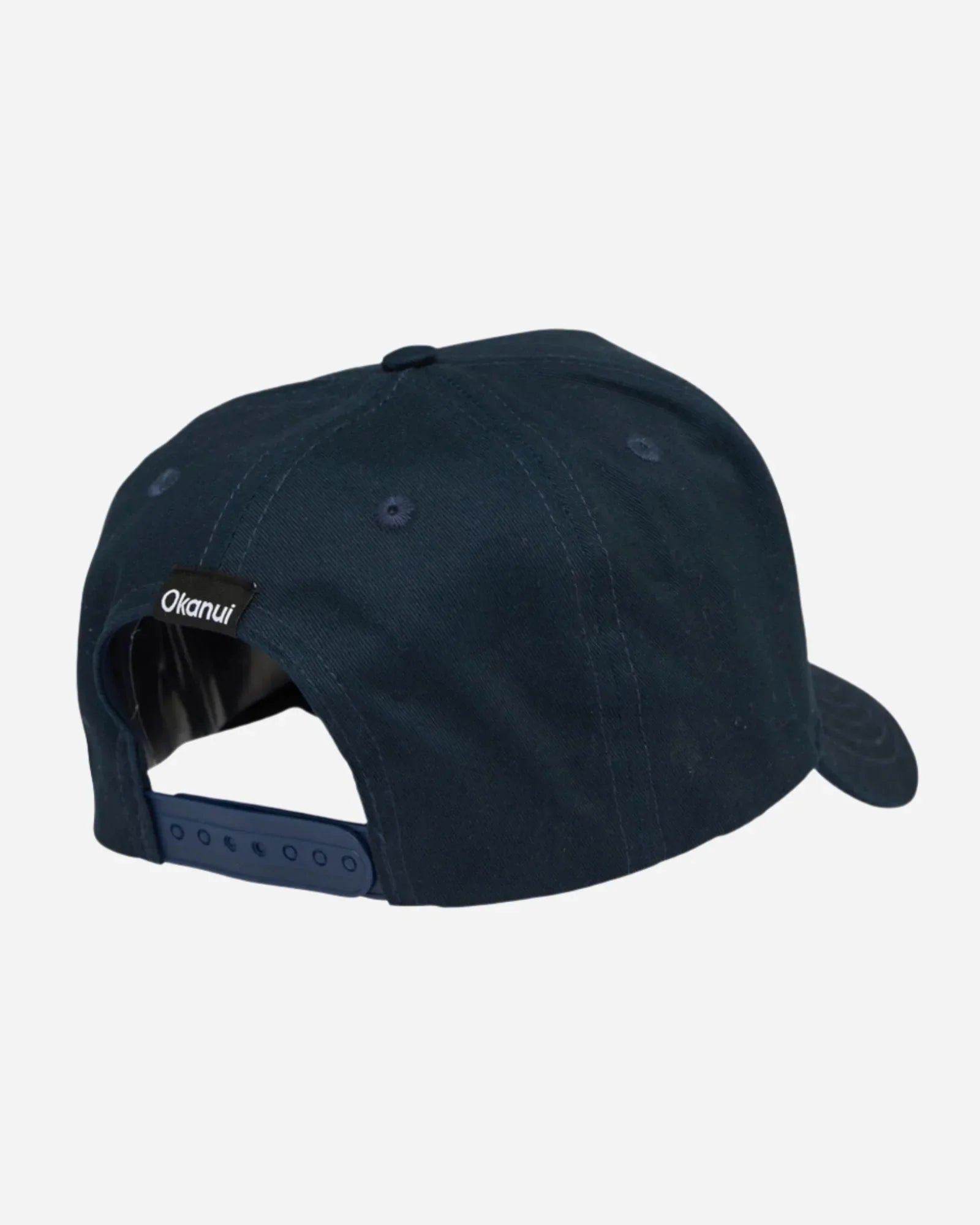 Back view of the Okanui Snapback Trucker Cap in Navy Color