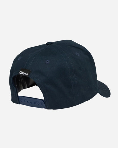 Back view of the Okanui Snapback Trucker Cap in Navy Color
