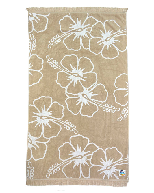 Outer side of the Okanui Large Beach Towels in Hibiscus Stone color