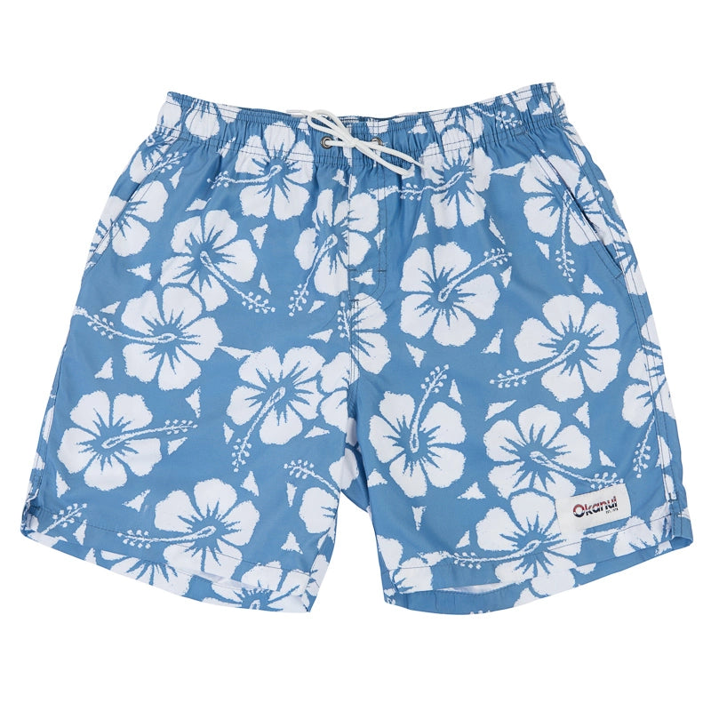 The Okanui Classic Swim Shorts Steel colour in a white background.