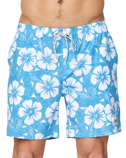 Mens - Stretch Swim Short - Hibiscus Washed Blue