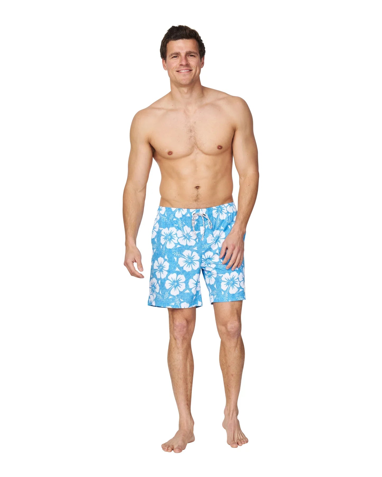 Mens - Stretch Swim Short - Hibiscus Washed Blue