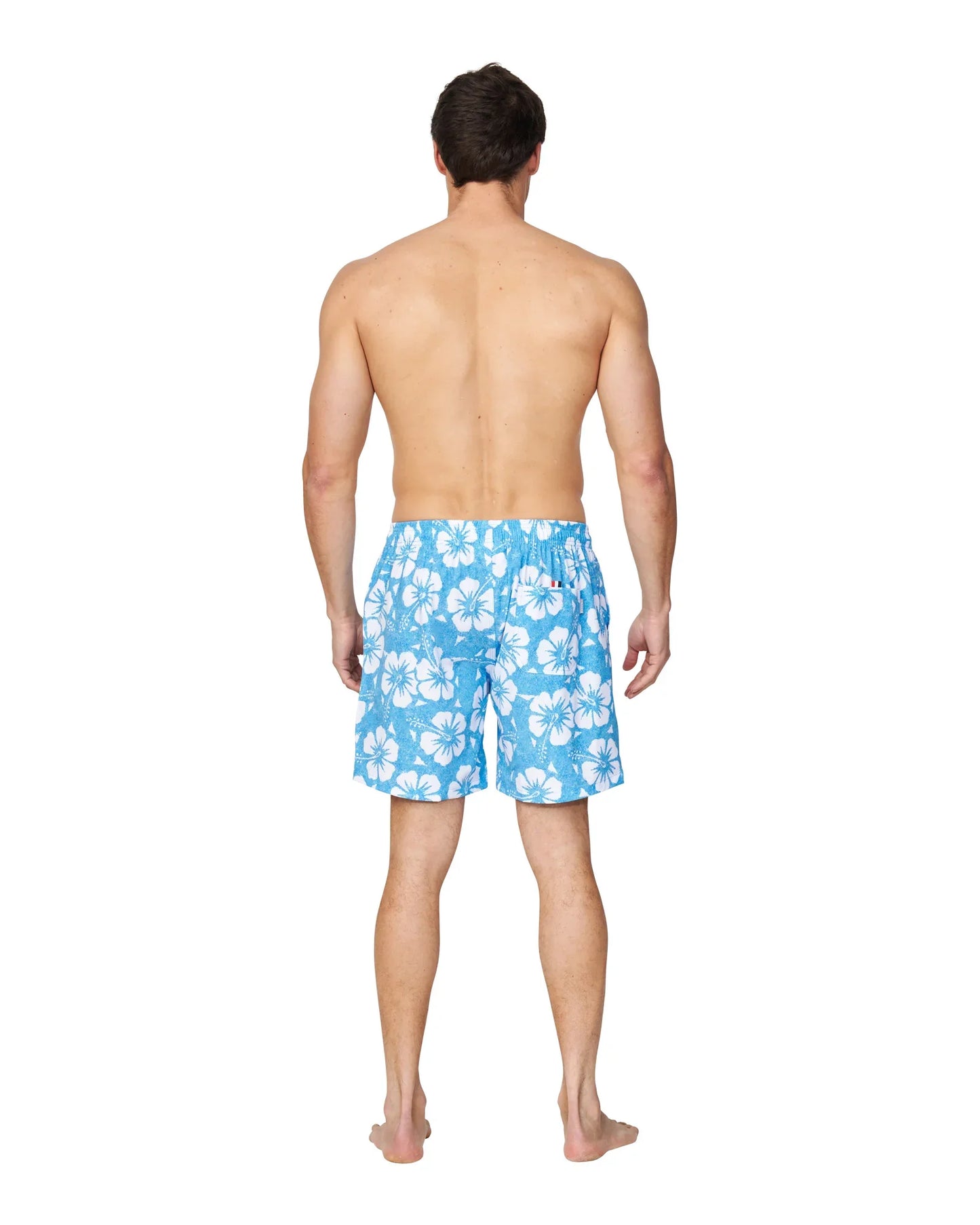 Mens - Stretch Swim Short - Hibiscus Washed Blue