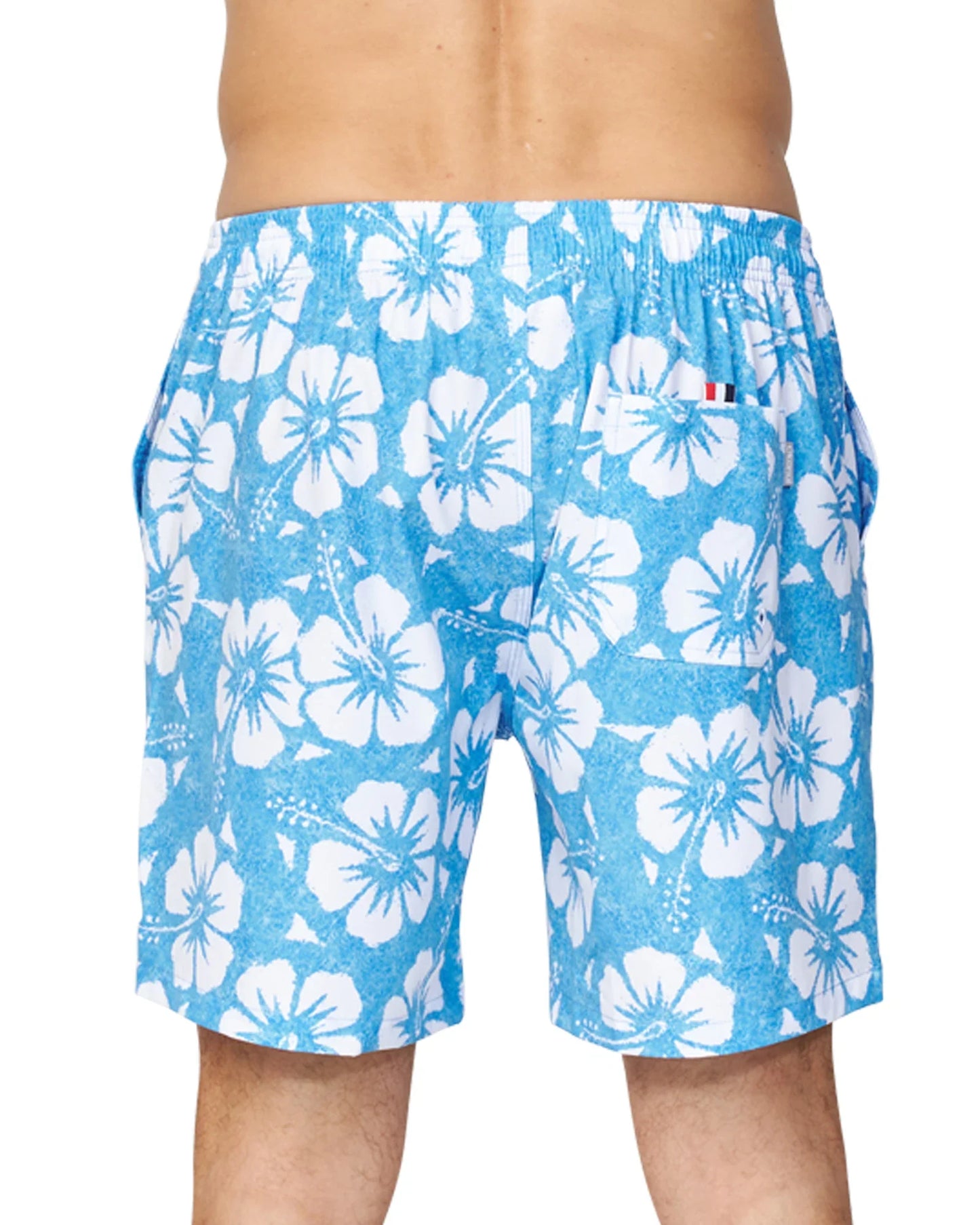 Mens - Stretch Swim Short - Hibiscus Washed Blue