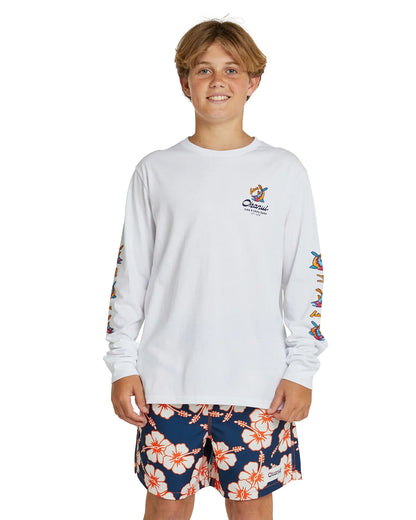 Boys - Long Sleeve T-Shirt - Fish & Chips - White