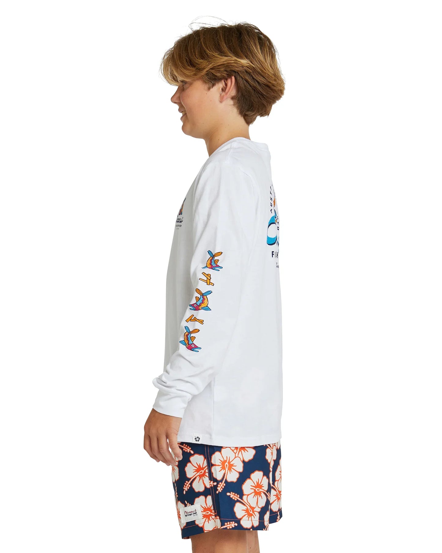 Boys - Long Sleeve T-Shirt - Fish & Chips - White