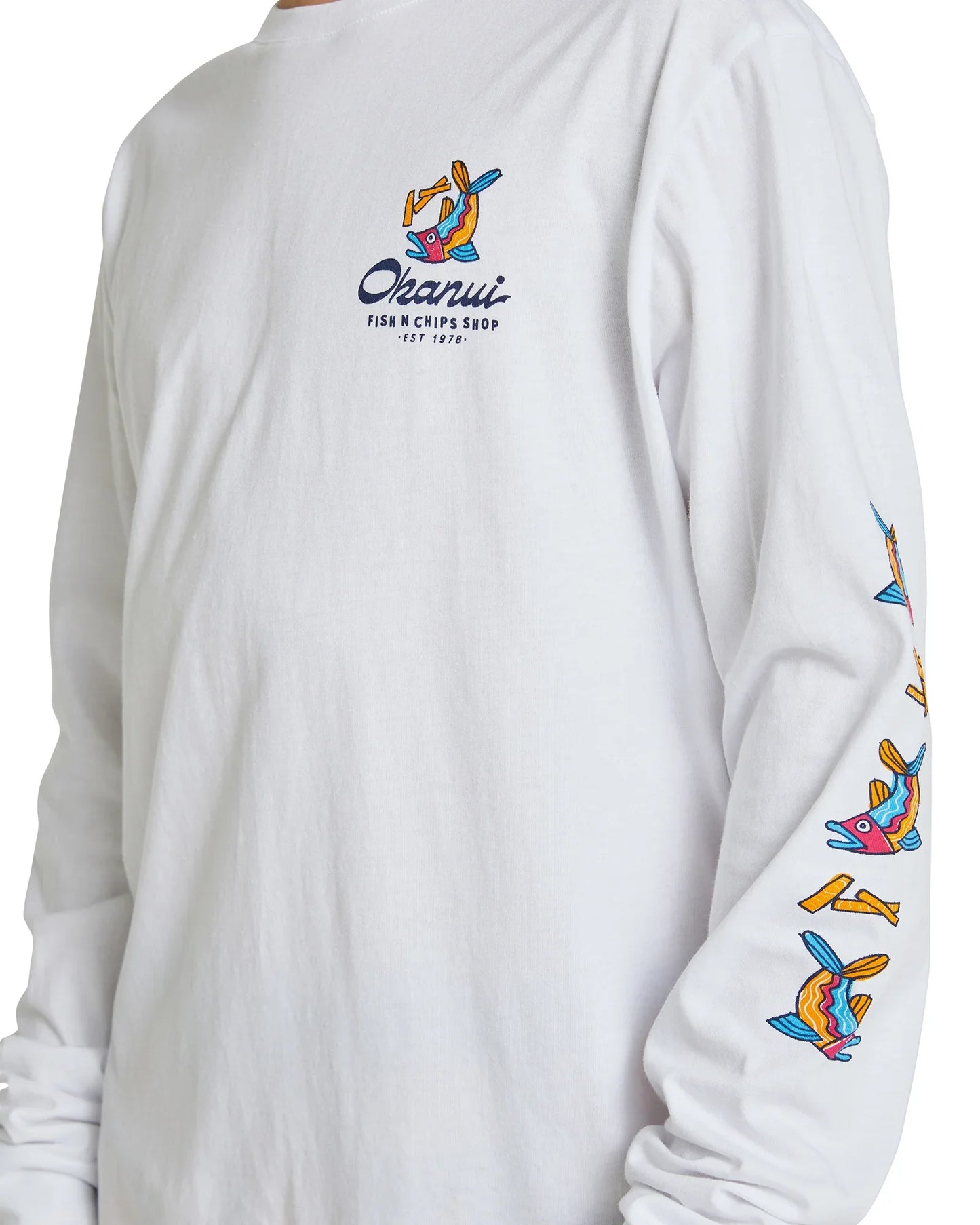 Boys - Long Sleeve T-Shirt - Fish & Chips - White