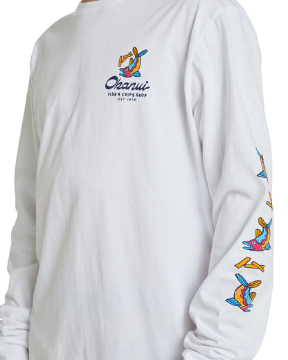 Boys - Long Sleeve T-Shirt - Fish & Chips - White