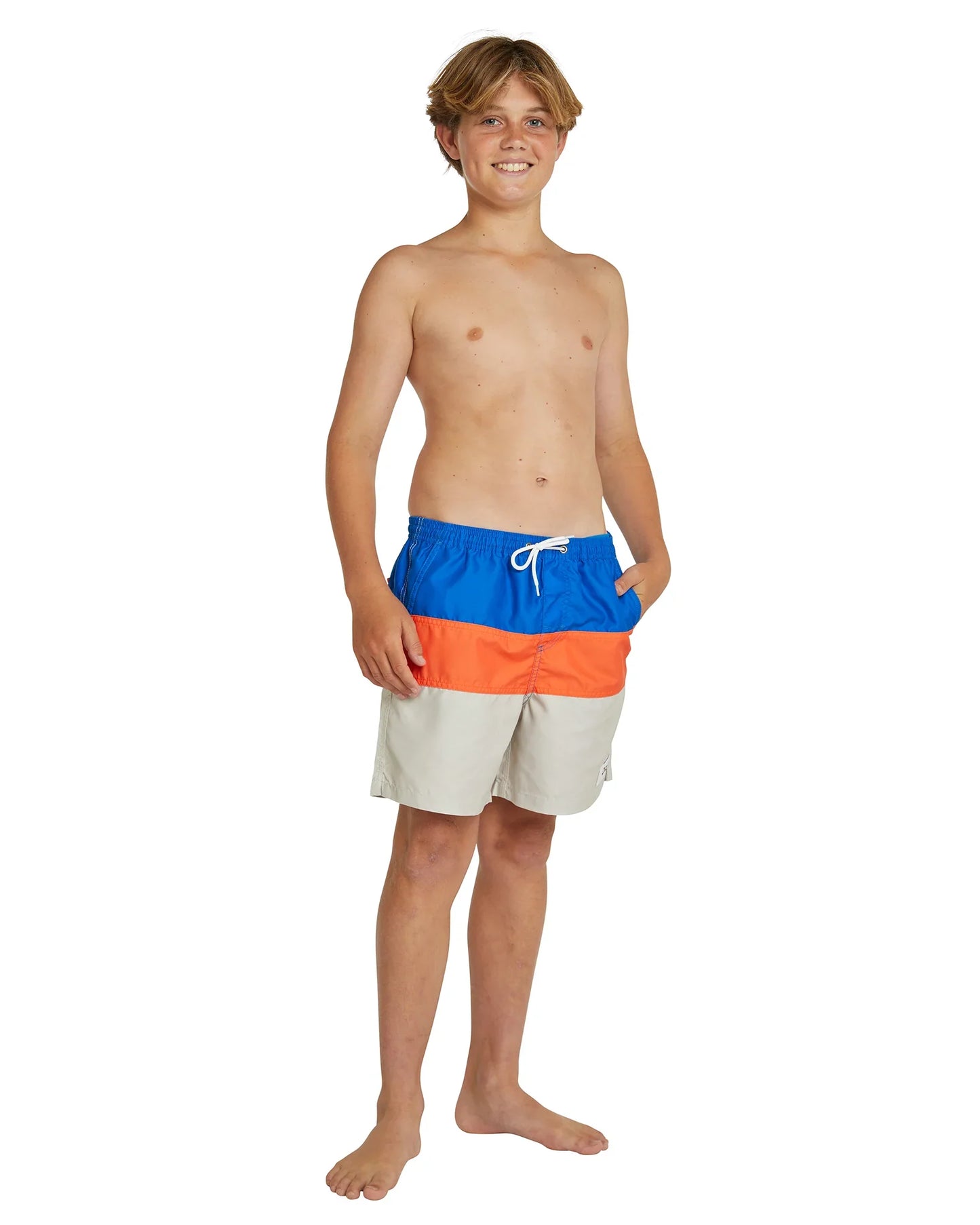 Boys - Swim Short - Okanui Blocks  - Royal Blue / Orange