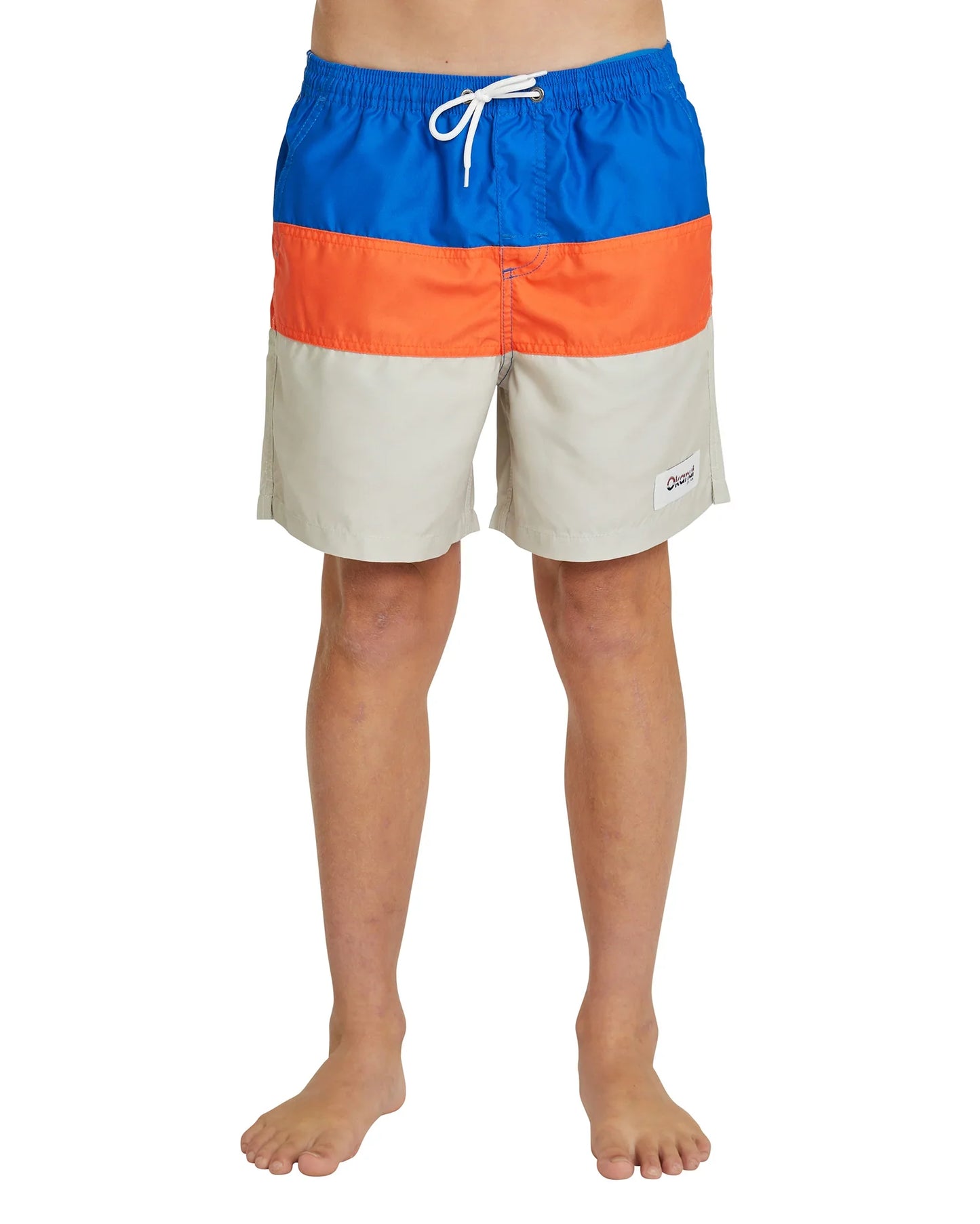 Boys - Swim Short - Okanui Blocks  - Royal Blue / Orange