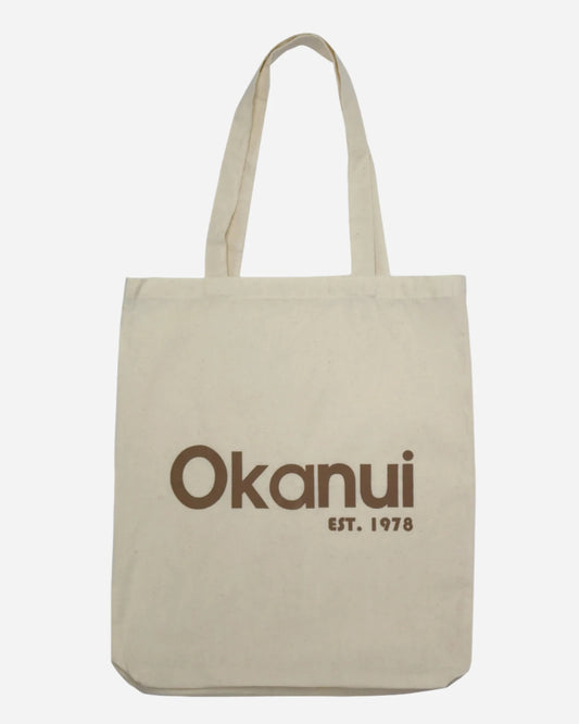 Front view of the Okanui Calico carry shoulder tote bag