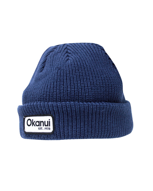 Okanui Fisherman's Rib Knit Beanie Hat for Men in Navy Color