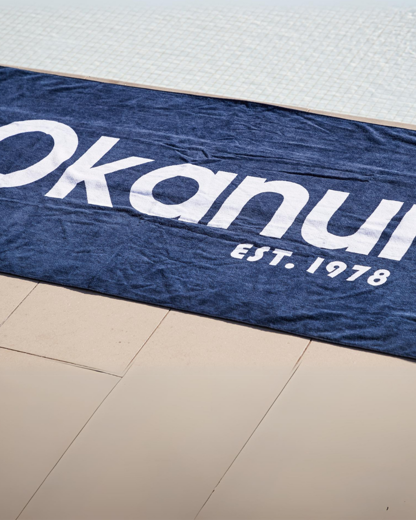 Closeup view of the Okanui classic beach towel