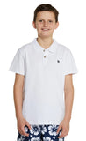 The Okanui Classic Polo Shirt in white for Boys, crafted from premium cotton material