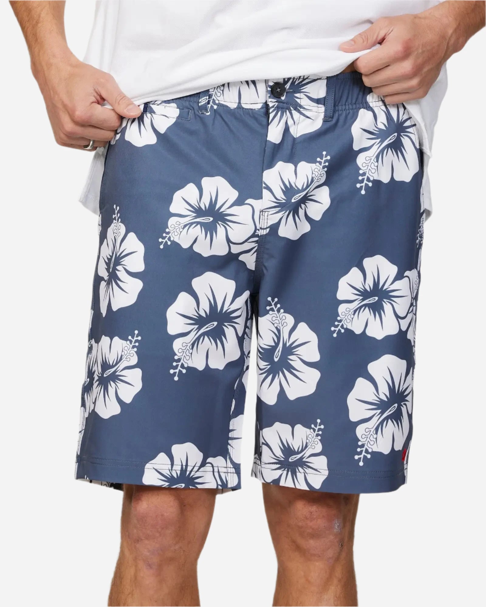 Front view of the Okanui Byrd Active Mens Walk Short in Iron